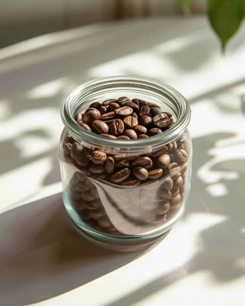 coffee bean in glass jar
