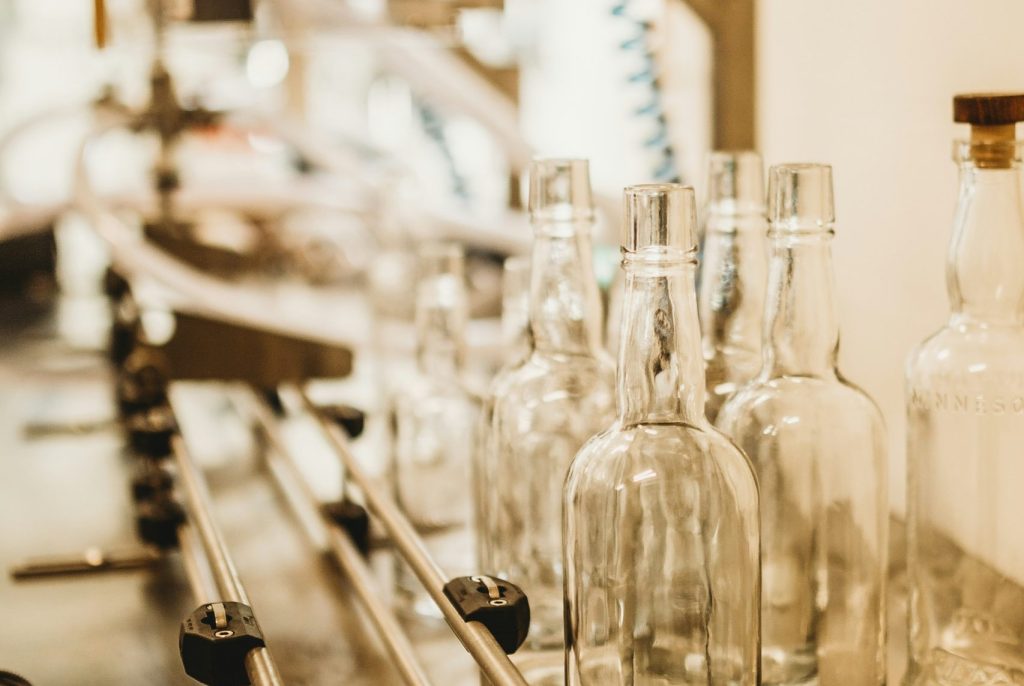 glass bottles in production