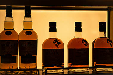 glass liquor bottles and beverage bottles