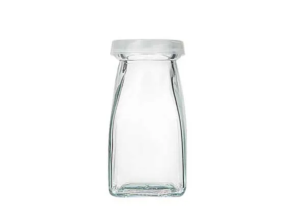 100ml Square Glass Bottles For Milk Budding Yogurt With Plastic Lids Wholesale