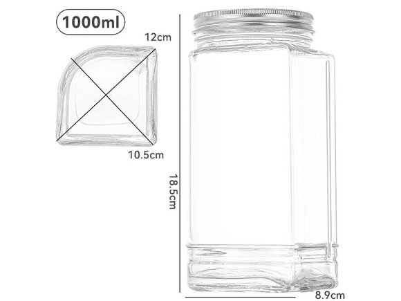HomeyHoney Set voorraadpotten met deksel, luchtdicht, 2-delig, bonbonglas met hartvorm, voorraadpotten van glas, 650 ml, decoratieve voorraadpotten voor candy bar, keuken, met strepen