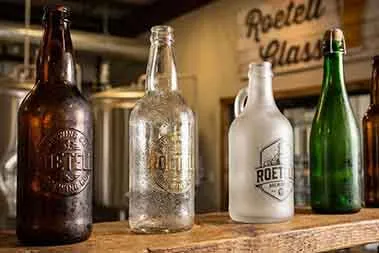 glass beer bottles