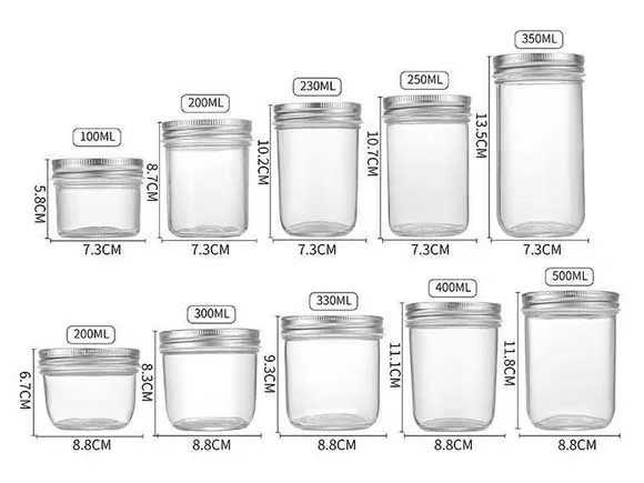 100ml-500ml Empty Wide Mouth Glass Jars For Pickle Caviar with Lids Wholesale