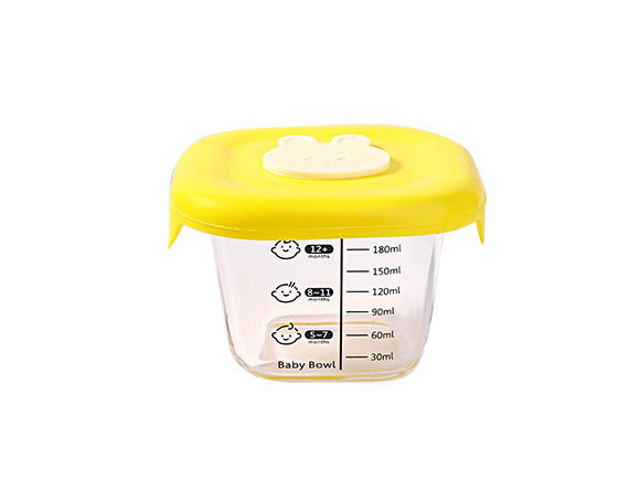 6oz square glass baby food storage jar with lids