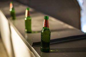 glass beer bottles