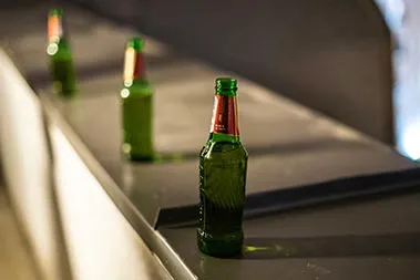 glass beer bottles