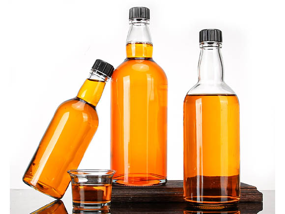 Round Glass Liquor Whiskey Vodka Bottle Wholesale Screw Top