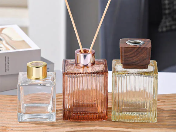 200ml Square Vertical Stripe Luxury Glass Aroma Diffuser Bottles Wholesale
