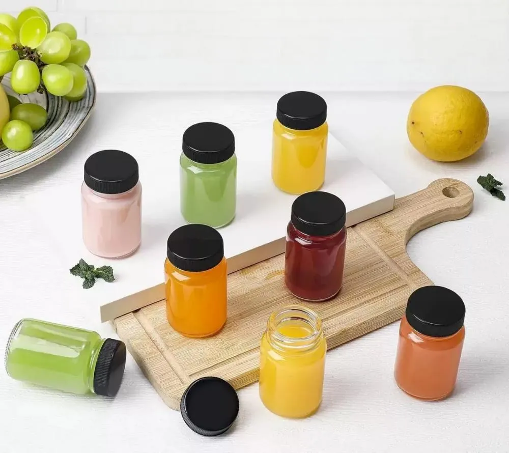 glass juice shot bottles