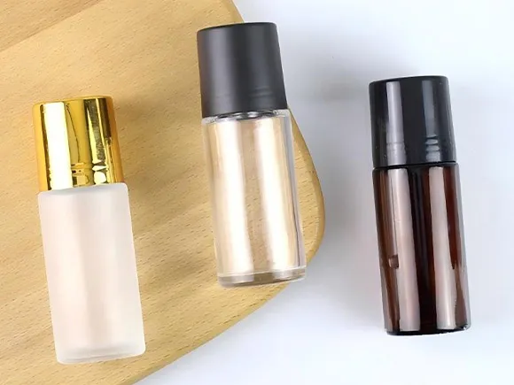 1 oz Amber Clear Frosted Glass Roll On Bottles Wholesale with Caps