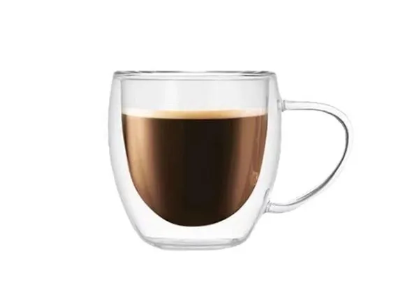 5oz 8oz 12oz 15oz Double Wall Glass Cup With Handle Coffee Mug Wholesale