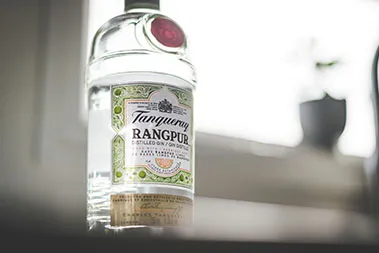 clear liquor bottles