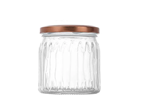 Stripes Glass Jam and Jelly Jars with Lids for Canning Honey Containers Wholesale