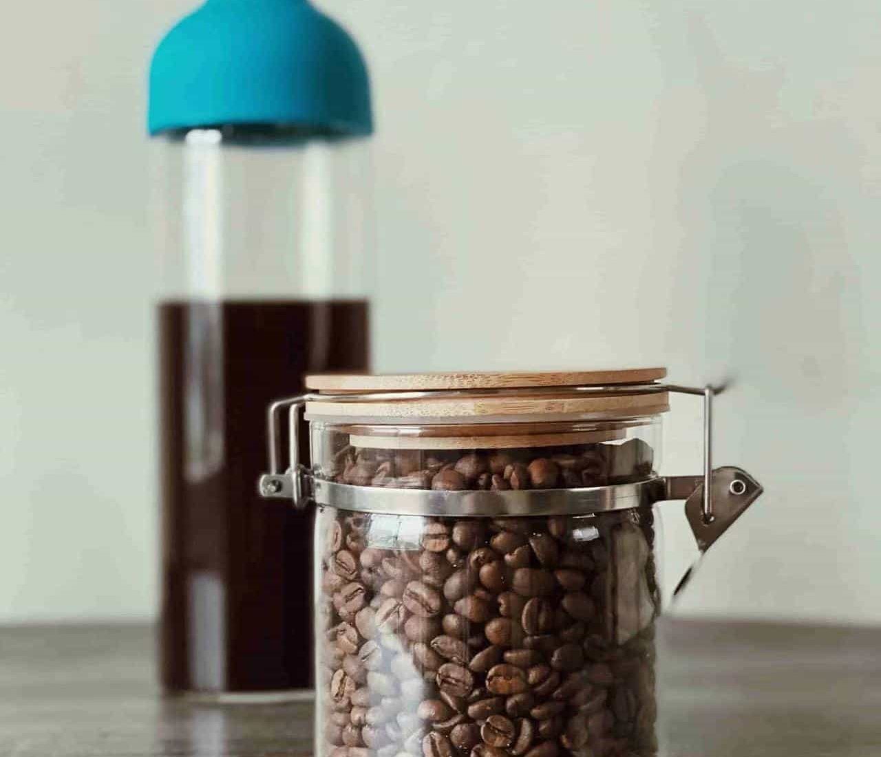 coffee bean in glass jar