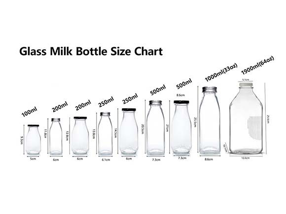 4 Pack 64 oz Heavy Duty glazen melkfles met schroefdop en herbruikbare luchtdichte schroefdeksel, 2 Qt glazen waterfles met 2 exacte schaallijnen - glazen melkkan kruik